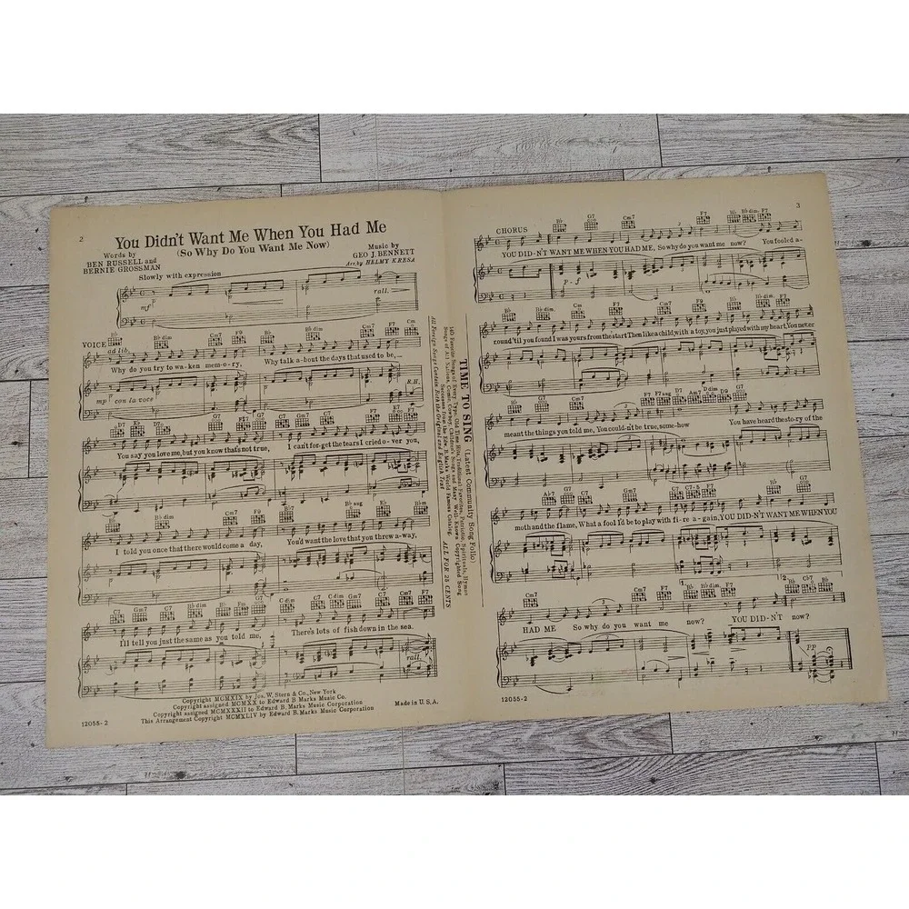 1944 You Didn't Want Me When You Had Me (So Why Do You Want Me Now?) Sheet Music